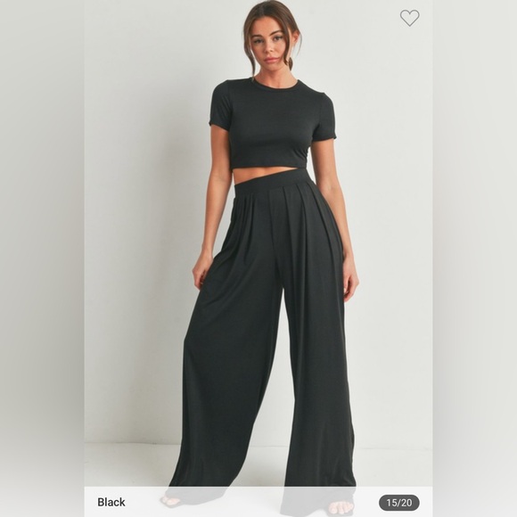 Hot Pink Crop Top and Palazzo Wide Leg Pants - Picture 4 of 4